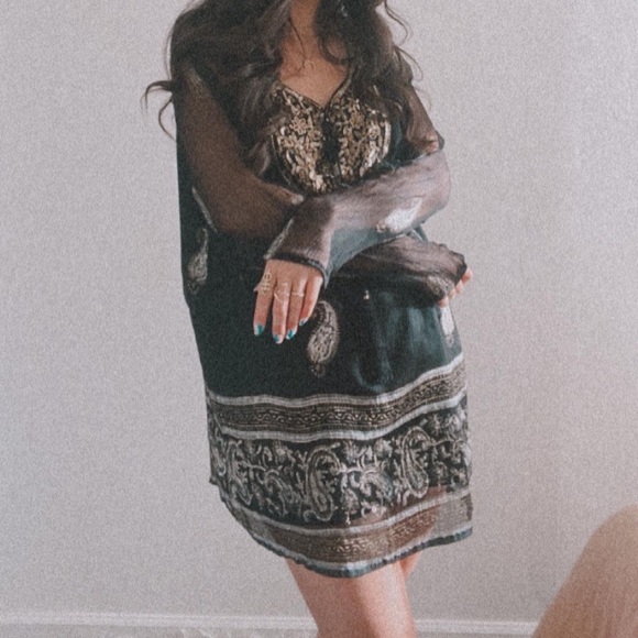 I'd Like a Glass - Boho Vintage Paisley Dress - Picture 8 of 10